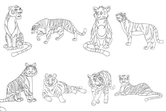 Download Tiger Clip Art Digital Stamp Set-1. - Art Collection