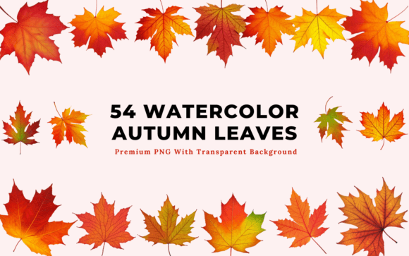Download 54 Watercolor Autumn Leaves PNG Clipart - Art Collection