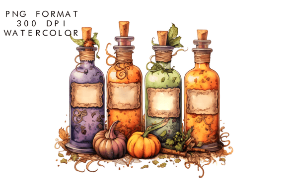Download Watercolor Witch Potions Clipart - Art Collection