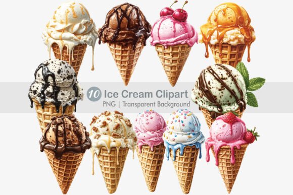 Download Ice Cream Clipart PNG Bundle - Art Collection