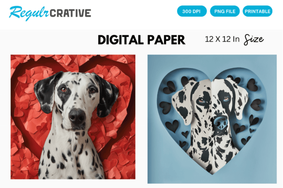 Download Dalmatian Cute Love Heart Digital Paper - Art Collection