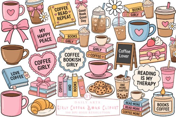 Download Girly Coffee Books Clipart - Art Collection
