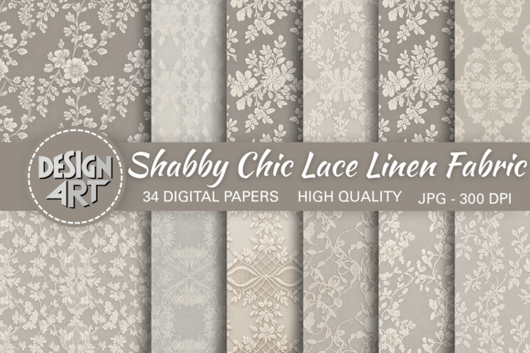 Download Shabby Chic Lace Linen Fabric Background - Line Collection