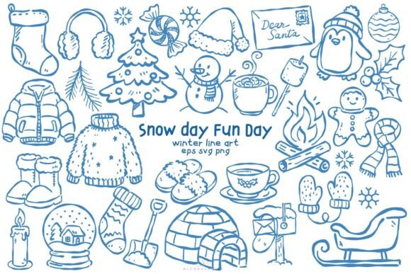Download Snow Day Fun Day Line Art Doodles - Art Collection