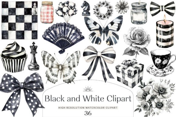 Download Watercolor Black and White Clipart - Art Collection