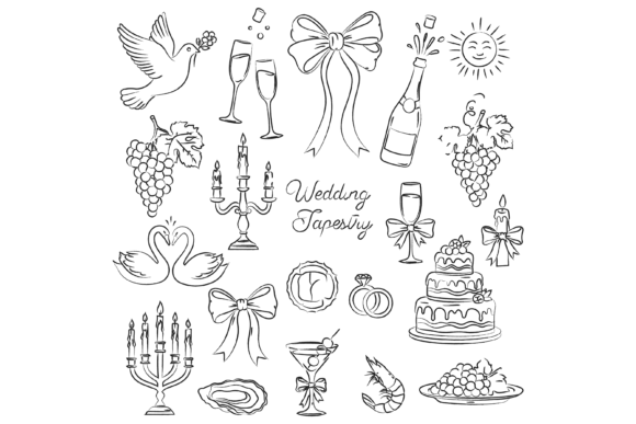 Download Collection of Wedding-themed Doodle Art - Art Collection