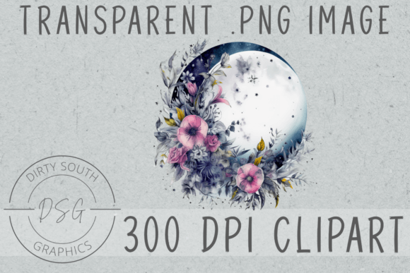Download Watercolor Floral Moon Clip Art - Art Collection