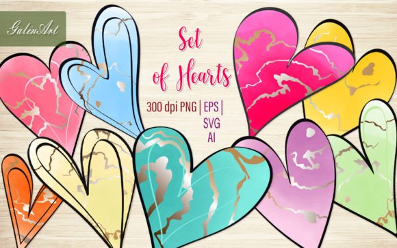 Download Heart Set / Colored Watercolor Hearts - Art Collection
