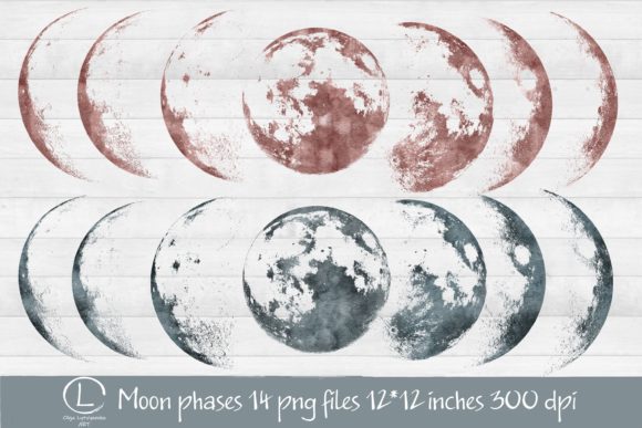 Download Watercolor Moon Phases Clipart Png Files - Art Collection