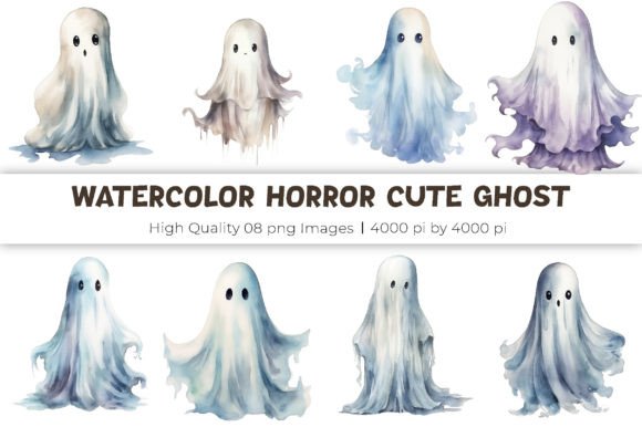 Download Watercolor Horror Cute Ghost Clipart - Art Collection