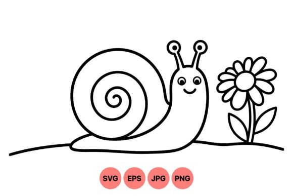 Download Cute Snail Floral Outline Art - Art Collection