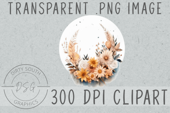 Download Watercolor Floral Moon Clip Art - Art Collection