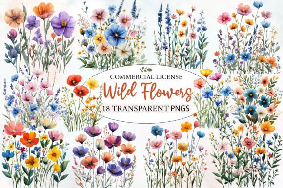 Download Charming Wild Flowers Watercolor Clipart - Art Collection