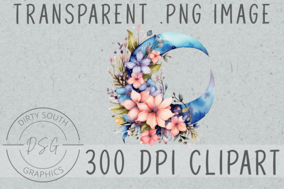Download Floral Watercolor Moon Clip Art - Art Collection
