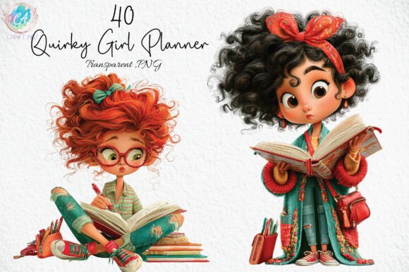 Download Quirky Girl Planner Clipart PNG - Art Collection