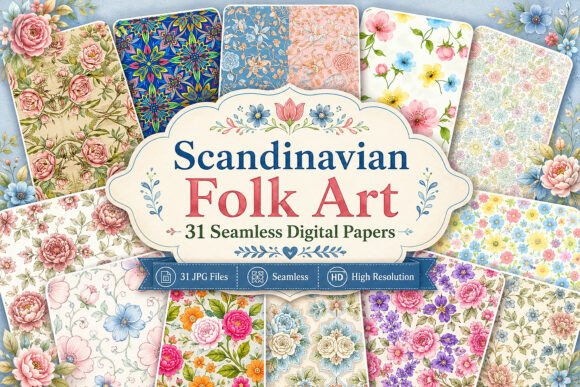 Download Scandinavian Folk Art Seamless Papers - Art Collection
