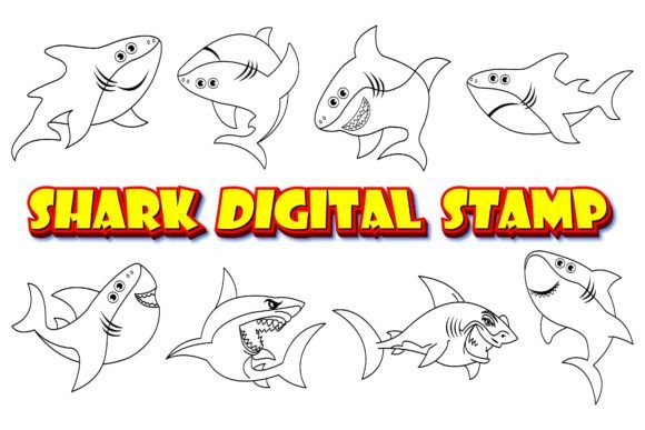 Download Shark Clip Art Digital Stamp Set-2. - Art Collection