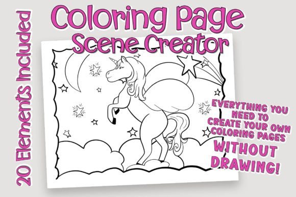 Download Unicorn Coloring Page Scene Creator - Scene creator Collection
