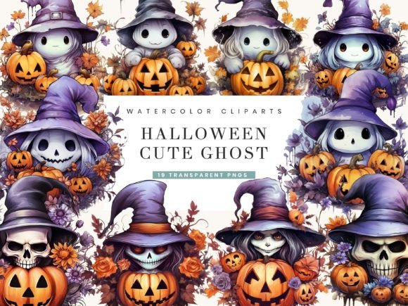 Download Watercolor Halloween Cute Ghost Clipart - Art Collection
