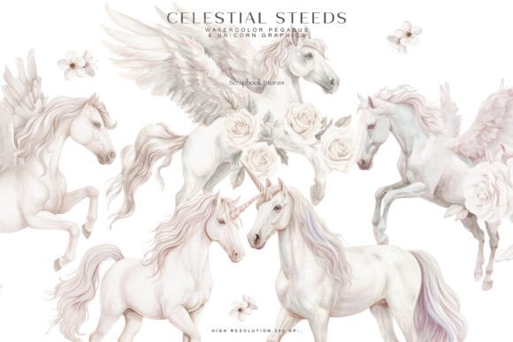 Download Watercolor Pegasus &amp; Unicorn Clipart - Art Collection