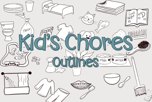 Download Kid's Chores Black and White Clipart - Art Collection