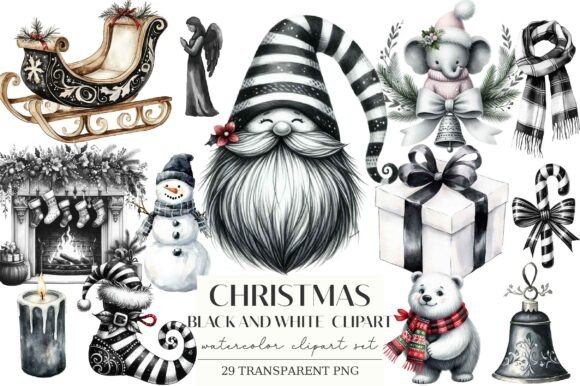 Download Christmas Black and White Clipart - Art Collection