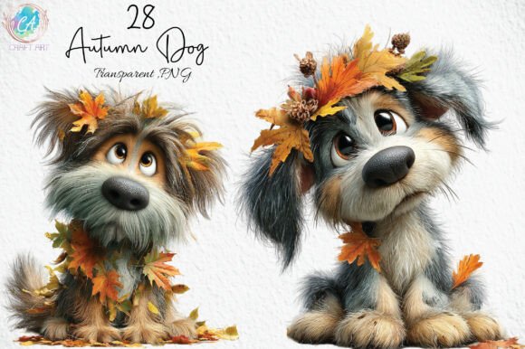 Download Whimsical Autumn Dog Clipart Bundle - Art Collection