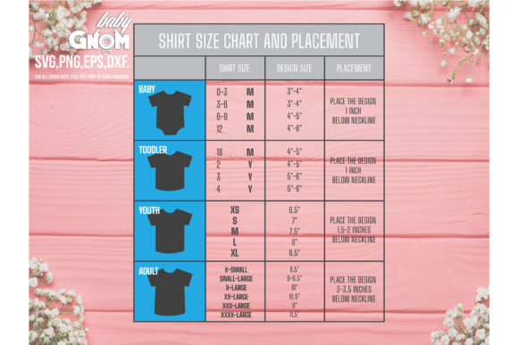 Download T-Shirt Size Chart and Placement - Art Collection