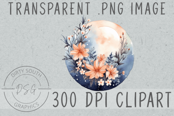 Download Floral Watercolor Moon Clip Art - Art Collection