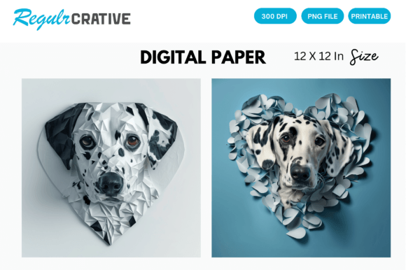 Download Dalmatian Cute Love Heart Digital Paper - Art Collection