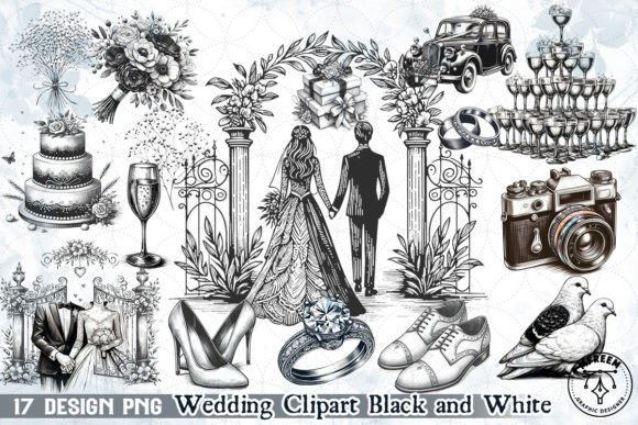 Download Wedding Black and White Clipart - Art Collection