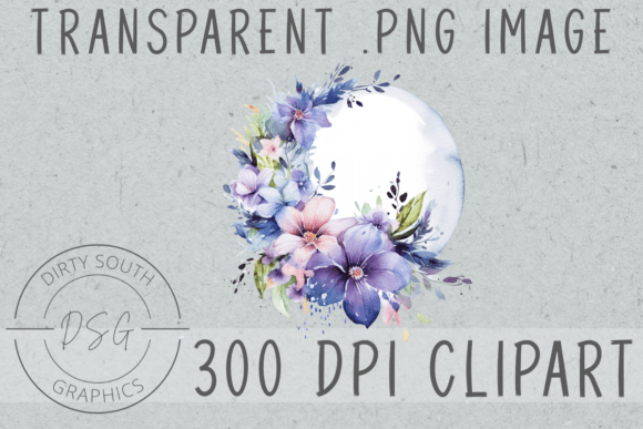 Download Watercolor Floral Moon Clip Art - Art Collection