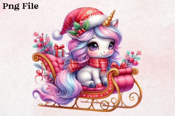 Download Christmas Unicorn with Sleigh Clipart - Art Collection