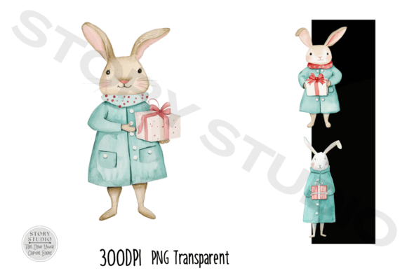 Download Cute Bunny with Gift Clipart - Art Collection