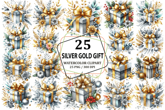 Download Silver Gold Gift Clipart Sublimation PNG - Art Collection