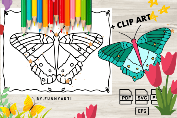 Download Butterfly Coloring Page + Clipart - Art Collection
