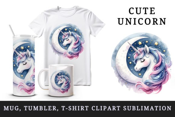 Download Cute Unicorn Tumbler, Mug Wrap, Clipart - Art Collection