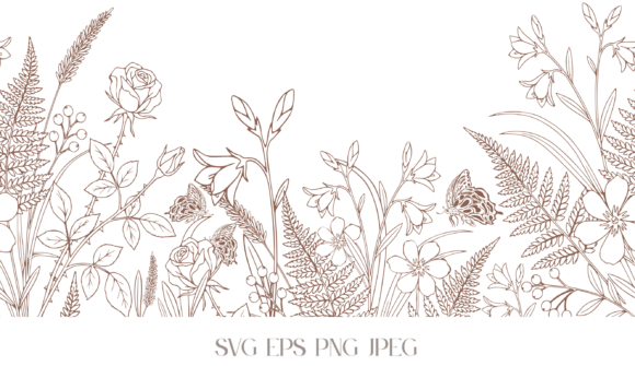 Download Neutral Floral Line Border - Line Collection