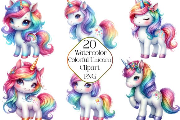Download Watercolor Cute Colorful Unicorn Clipart - Art Collection