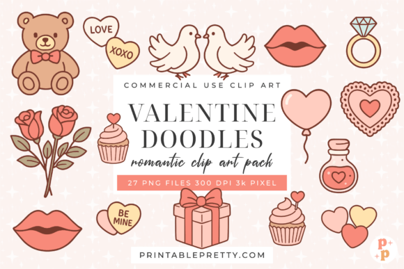 Download Cute Valentine Clipart Doodles PNG - Art Collection