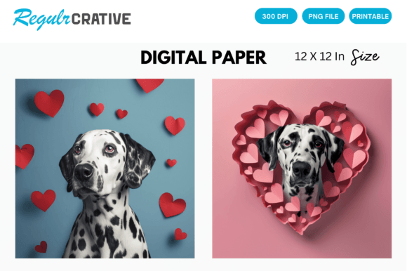 Download Dalmatian Cute Love Heart Digital Paper - Art Collection