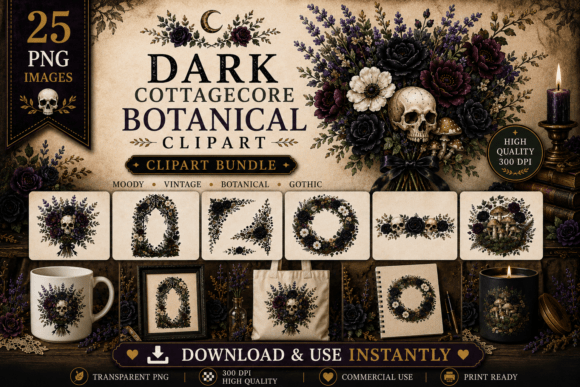 Download Dark Cottagecore Botanical Clipart - Art Collection
