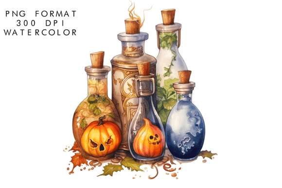Download Watercolor Witch Potions Clipart - Art Collection