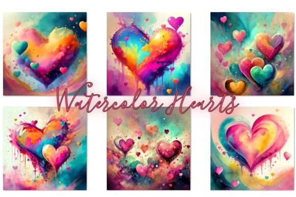 Download Watercolor Hearts - Art Collection