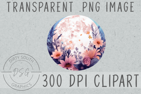 Download Watercolor Floral Moon Clip Art - Art Collection