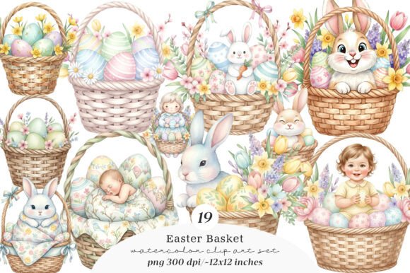 Download Easter Basket Clipart PNG Bundle - Art Collection