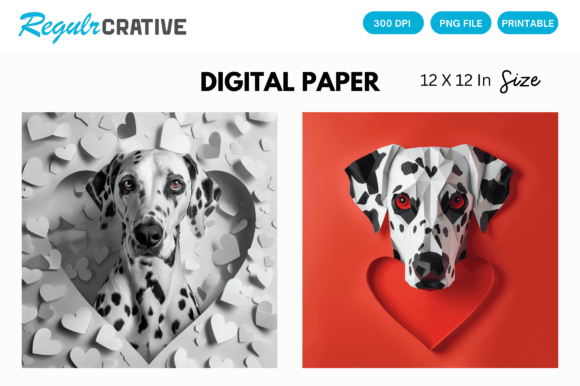 Download Dalmatian Cute Love Heart Digital Paper - Art Collection