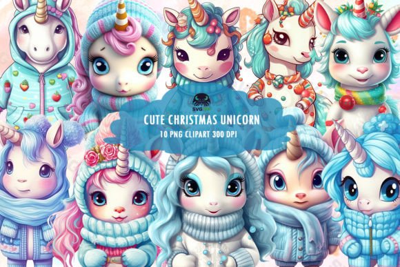 Download Cute Christmas Unicorn Clipart PNG - Art Collection