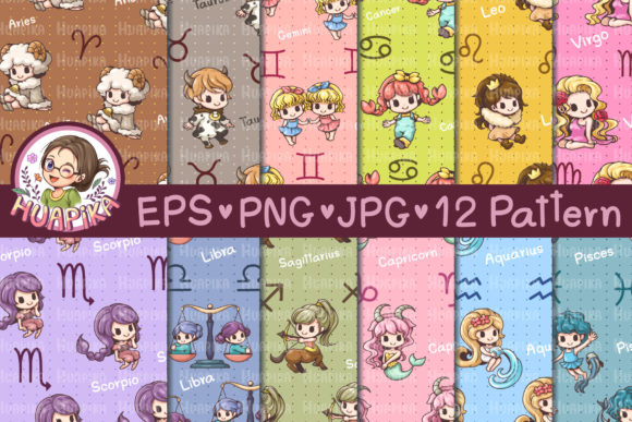 Download Cute Cartoon Character Zodiac Pattern - Art Collection
