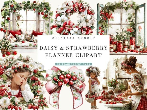 Download Daisy and Strawberry Planner Clipart - Art Collection